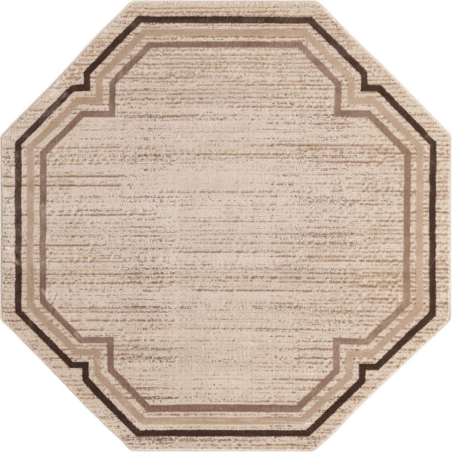 Brown 6' x 6' Oasis Octagon Area Rug 65% Polypropylene & 35% Polyester Contemporary Carpet for Living Rooms, Bedroom, Kitchen, Dining, Office for Sale at Rug Engine