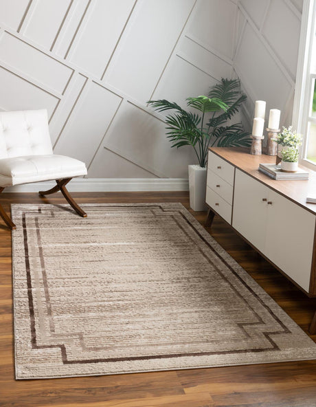 Brown 5' x 8' Oasis Rectangle Area Rug 65% Polypropylene & 35% Polyester Contemporary Carpet for Living Rooms, Bedroom, Kitchen, Dining, Office for Sale at Rug Engine