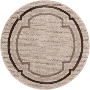 Brown 4' x 4' Oasis Round Area Rug 65% Polypropylene & 35% Polyester Contemporary Carpet for Living Rooms, Bedroom, Kitchen, Dining, Office for Sale at Rug Engine