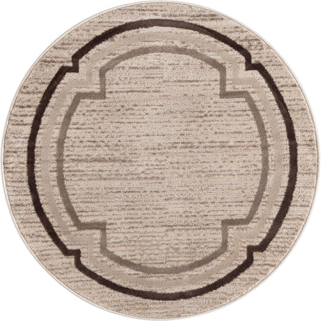 Brown 4' x 4' Oasis Round Area Rug 65% Polypropylene & 35% Polyester Contemporary Carpet for Living Rooms, Bedroom, Kitchen, Dining, Office for Sale at Rug Engine