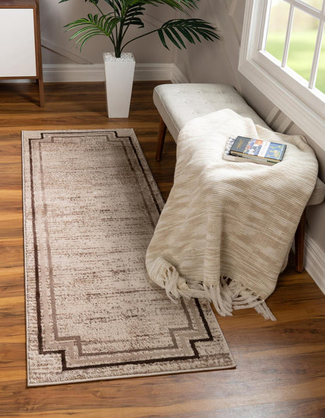 Brown 2' 7 x 10' Oasis Runner Area Rug 65% Polypropylene & 35% Polyester Contemporary Carpet for Living Rooms, Bedroom, Kitchen, Dining, Office for Sale at Rug Engine