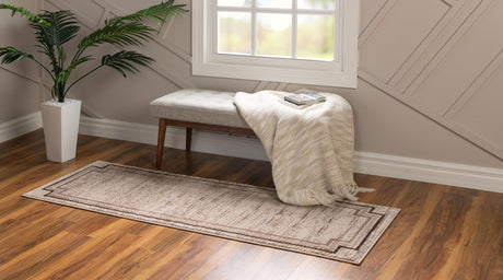 Brown 2' x 8' Oasis Runner Area Rug 65% Polypropylene & 35% Polyester Contemporary Carpet for Living Rooms, Bedroom, Kitchen, Dining, Office for Sale at Rug Engine