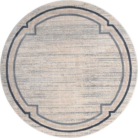 Gray 7' x 7' Oasis Round Area Rug 65% Polypropylene & 35% Polyester Contemporary Carpet for Living Rooms, Bedroom, Kitchen, Dining, Office for Sale at Rug Engine