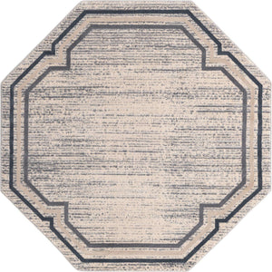 Gray 6' x 6' Oasis Octagon Area Rug 65% Polypropylene & 35% Polyester Contemporary Carpet for Living Rooms, Bedroom, Kitchen, Dining, Office for Sale at Rug Engine