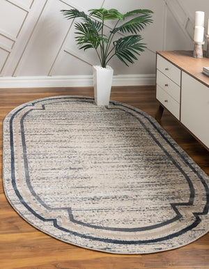 Gray 5' x 8' Oasis Oval Area Rug 65% Polypropylene & 35% Polyester Contemporary Carpet for Living Rooms, Bedroom, Kitchen, Dining, Office for Sale at Rug Engine
