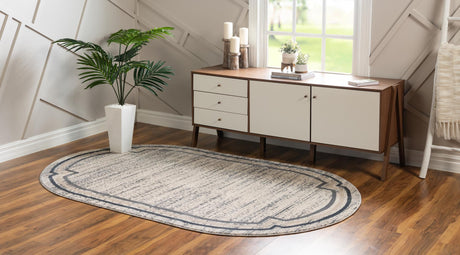 Gray 3' x 5' 3 Oasis Oval Area Rug 65% Polypropylene & 35% Polyester Contemporary Carpet for Living Rooms, Bedroom, Kitchen, Dining, Office for Sale at Rug Engine