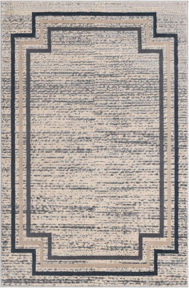 Gray 4' x 6' Oasis Rectangle Area Rug 65% Polypropylene & 35% Polyester Contemporary Carpet for Living Rooms, Bedroom, Kitchen, Dining, Office for Sale at Rug Engine
