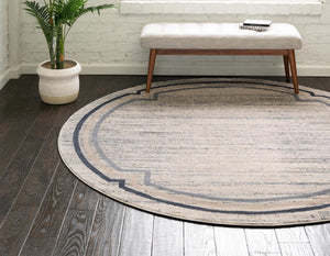 Gray 4' x 4' Oasis Round Area Rug 65% Polypropylene & 35% Polyester Contemporary Carpet for Living Rooms, Bedroom, Kitchen, Dining, Office for Sale at Rug Engine