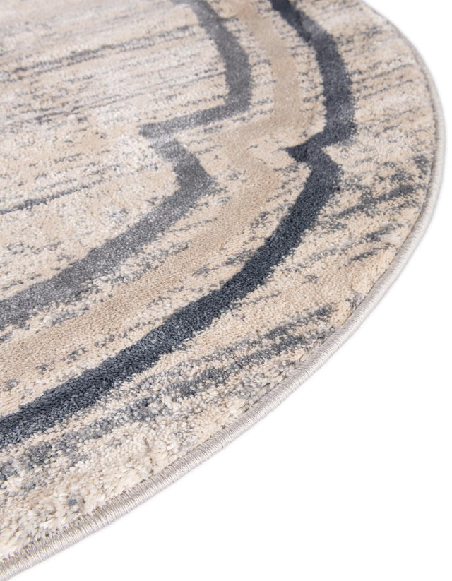 Gray 6' 1 x 6' 1 Oasis Round Area Rug 65% Polypropylene & 35% Polyester Contemporary Carpet for Living Rooms, Bedroom, Kitchen, Dining, Office for Sale at Rug Engine