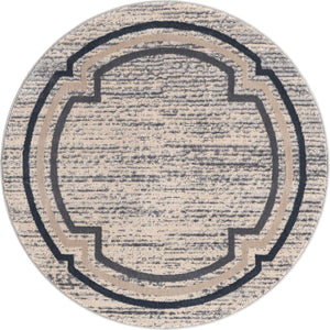 Gray 4' x 4' Oasis Round Area Rug 65% Polypropylene & 35% Polyester Contemporary Carpet for Living Rooms, Bedroom, Kitchen, Dining, Office for Sale at Rug Engine