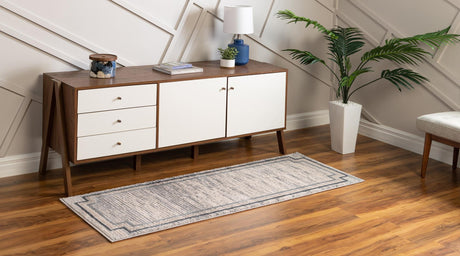 Gray 2' x 8' Oasis Runner Area Rug 65% Polypropylene & 35% Polyester Contemporary Carpet for Living Rooms, Bedroom, Kitchen, Dining, Office for Sale at Rug Engine