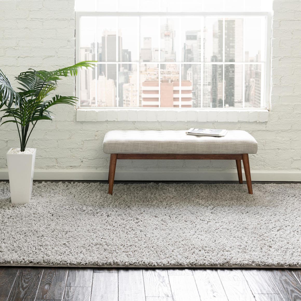 Light Gray 7' x 10' Everyday Shag Rectangle Area Rug Thick Soft Touch Fluffy & Plush Shaggy Pile 100% Polypropylene With Cotton Backing Durable  Carpet for Sale at Rug Engine