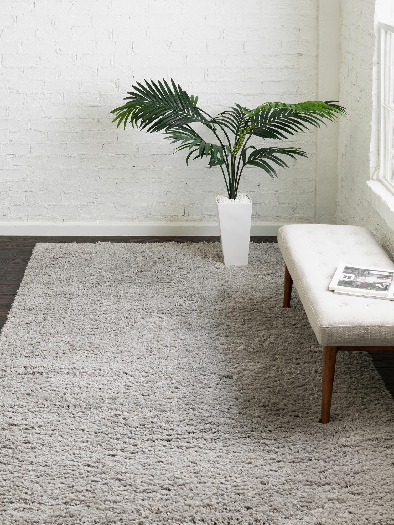 Light Gray 8' x 10' Everyday Shag Rectangle Area Rug Thick Soft Touch Fluffy & Plush Shaggy Pile 100% Polypropylene With Cotton Backing Durable  Carpet for Sale at Rug Engine