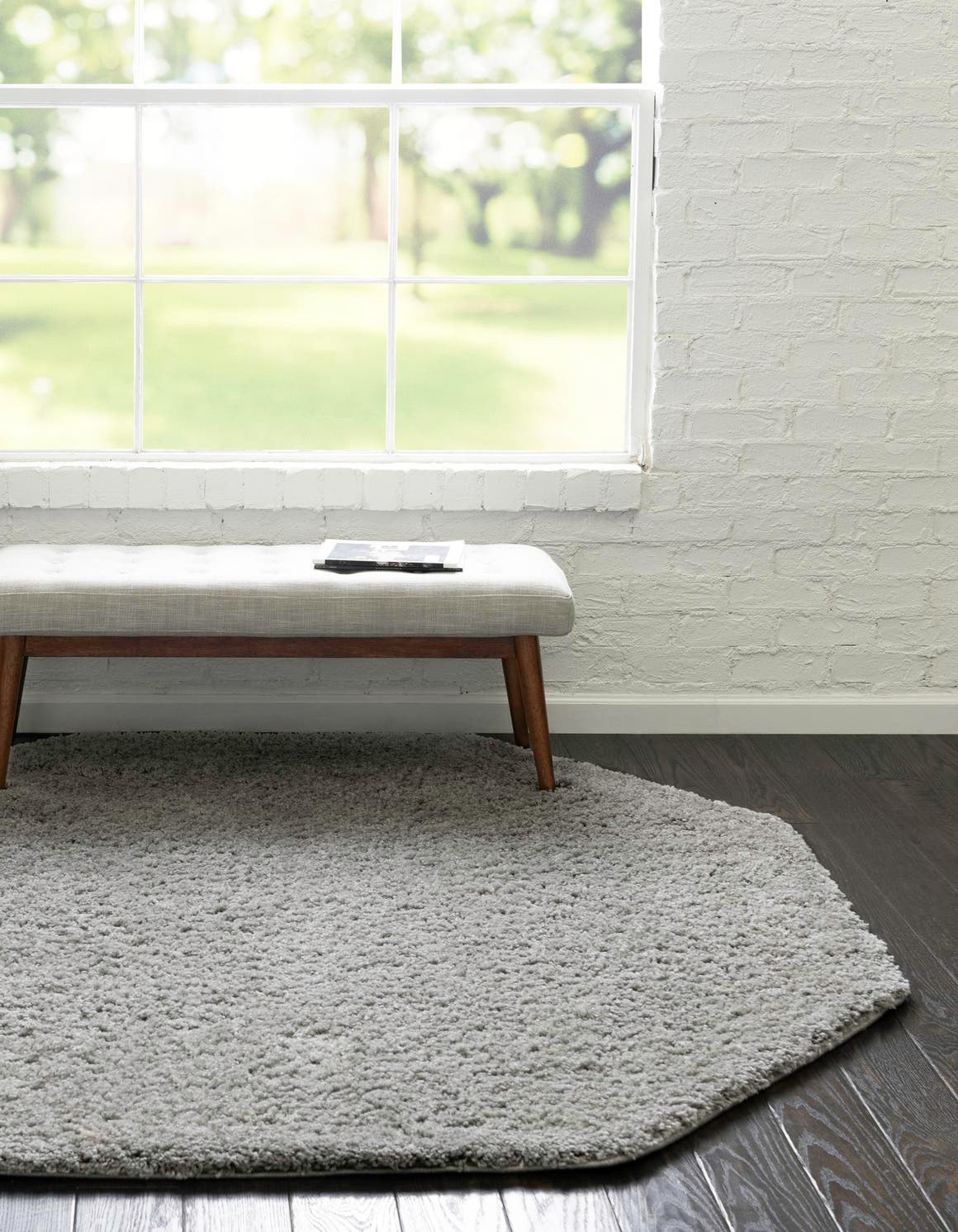 Light Gray 7' 10 x 7' 10 Everyday Shag Octagon Area Rug Thick Soft Touch Fluffy & Plush Shaggy Pile 100% Polypropylene With Cotton Backing Durable  Carpet for Sale at Rug Engine