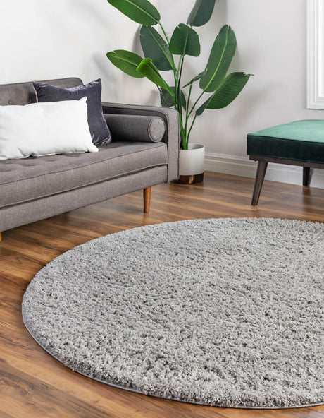 Light Gray 7' x 7' Everyday Shag Round Area Rug Thick Soft Touch Fluffy & Plush Shaggy Pile 100% Polypropylene With Cotton Backing Durable  Carpet for Sale at Rug Engine