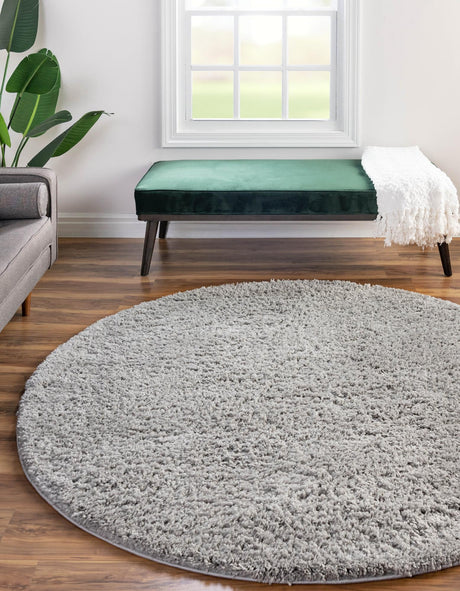 Light Gray 12' 4 x 12' 4 Everyday Shag Round Area Rug Thick Soft Touch Fluffy & Plush Shaggy Pile 100% Polypropylene With Cotton Backing Durable  Carpet for Sale at Rug Engine