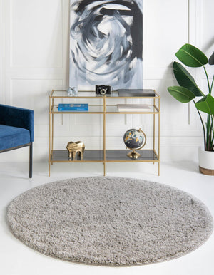 Light Gray 7' 10 x 7' 10 Everyday Shag Round Area Rug Thick Soft Touch Fluffy & Plush Shaggy Pile 100% Polypropylene With Cotton Backing Durable  Carpet for Sale at Rug Engine