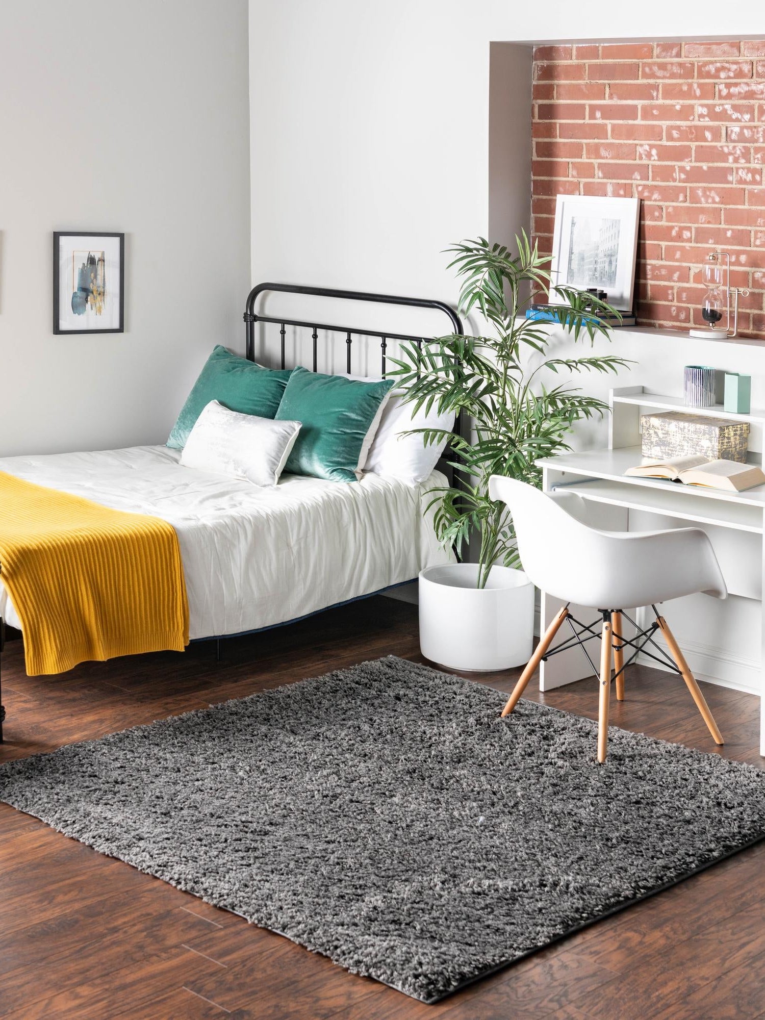 Dark Gray 7' 10 x 7' 10 Everyday Shag Square Area Rug Thick Soft Touch Fluffy & Plush Shaggy Pile 100% Polypropylene With Cotton Backing Durable  Carpet for Sale at Rug Engine