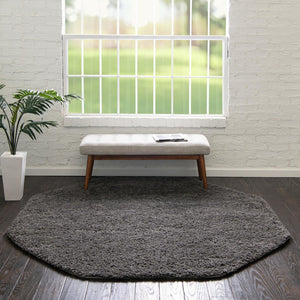 Dark Gray 7' 10 x 7' 10 Everyday Shag Octagon Area Rug Thick Soft Touch Fluffy & Plush Shaggy Pile 100% Polypropylene With Cotton Backing Durable  Carpet for Sale at Rug Engine