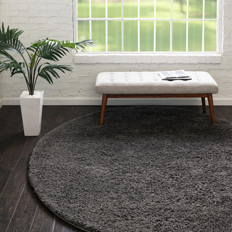 Dark Gray 12' 4 x 12' 4 Everyday Shag Round Area Rug Thick Soft Touch Fluffy & Plush Shaggy Pile 100% Polypropylene With Cotton Backing Durable  Carpet for Sale at Rug Engine