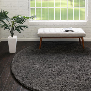 Dark Gray 3' 3 x 3' 3 Everyday Shag Round Area Rug Thick Soft Touch Fluffy & Plush Shaggy Pile 100% Polypropylene With Cotton Backing Durable  Carpet for Sale at Rug Engine