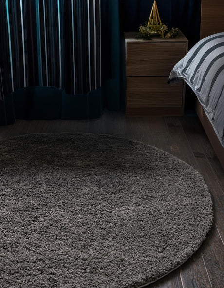 Dark Gray 7' 10 x 7' 10 Everyday Shag Round Area Rug Thick Soft Touch Fluffy & Plush Shaggy Pile 100% Polypropylene With Cotton Backing Durable  Carpet for Sale at Rug Engine