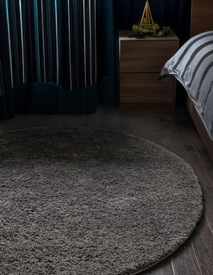 Dark Gray 4' x 4' Everyday Shag Round Area Rug Thick Soft Touch Fluffy & Plush Shaggy Pile 100% Polypropylene With Cotton Backing Durable  Carpet for Sale at Rug Engine