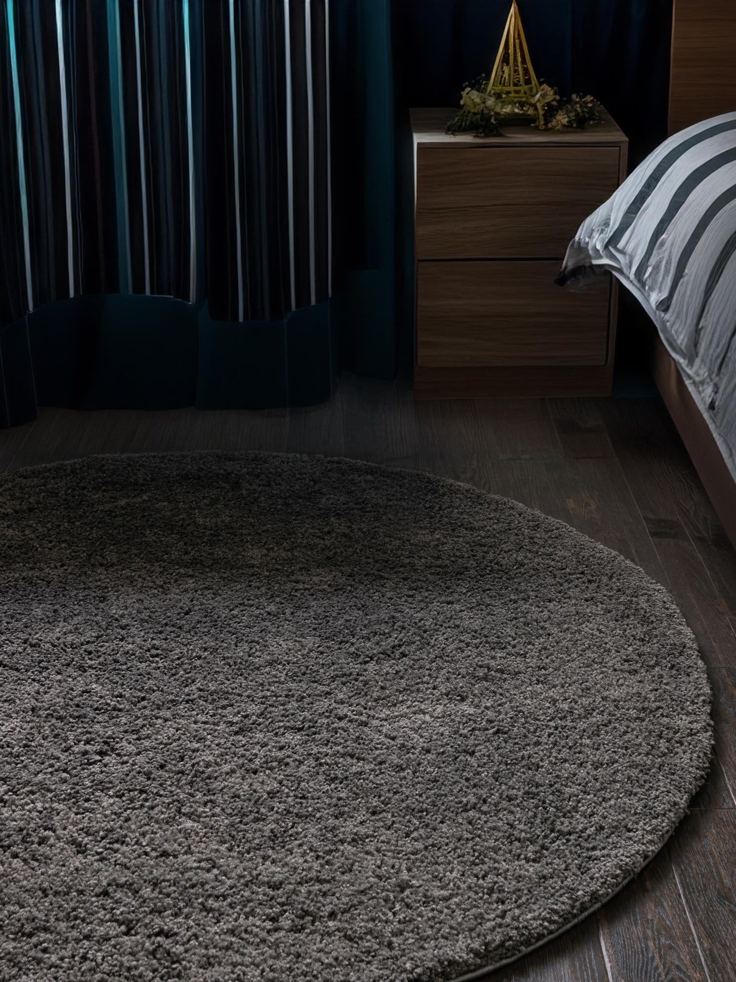 Dark Gray 7' x 7' Everyday Shag Round Area Rug Thick Soft Touch Fluffy & Plush Shaggy Pile 100% Polypropylene With Cotton Backing Durable  Carpet for Sale at Rug Engine