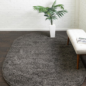 Dark Gray 3' 3 x 5' 3 Everyday Shag Oval Area Rug Thick Soft Touch Fluffy & Plush Shaggy Pile 100% Polypropylene With Cotton Backing Durable  Carpet for Sale at Rug Engine