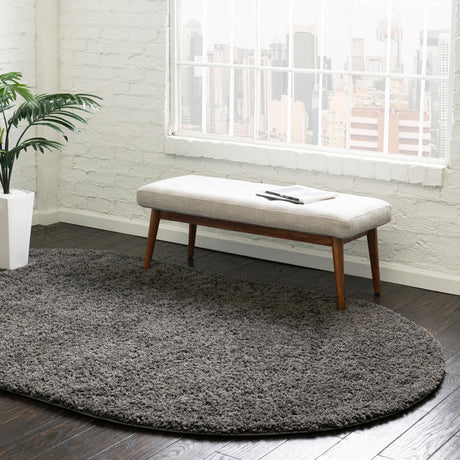 Dark Gray 8' x 10' Everyday Shag Oval Area Rug Thick Soft Touch Fluffy & Plush Shaggy Pile 100% Polypropylene With Cotton Backing Durable  Carpet for Sale at Rug Engine
