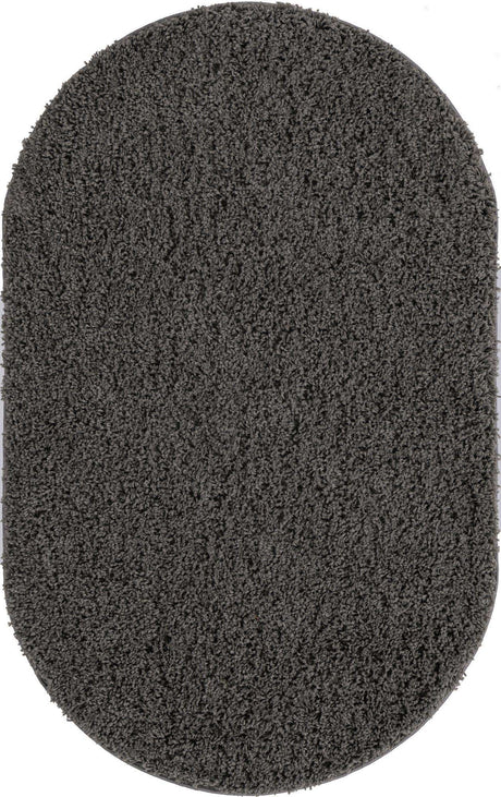 Dark Gray 3' 3 x 5' 3 Everyday Shag Oval Area Rug Thick Soft Touch Fluffy & Plush Shaggy Pile 100% Polypropylene With Cotton Backing Durable  Carpet for Sale at Rug Engine
