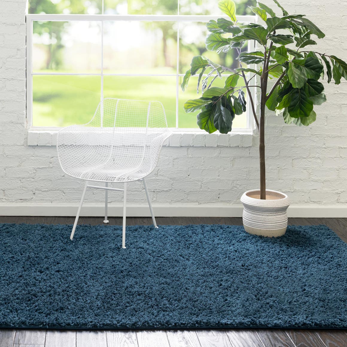 Navy Blue 8' x 11' Everyday Shag Rectangle Area Rug Thick Soft Touch Fluffy & Plush Shaggy Pile 100% Polypropylene With Cotton Backing Durable  Carpet for Sale at Rug Engine