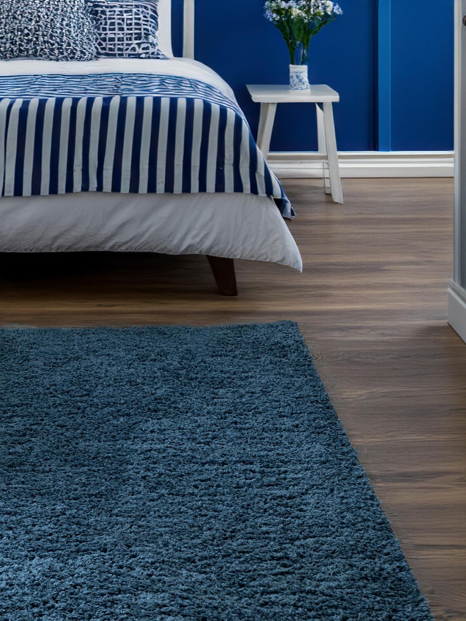 Navy Blue 7' x 10' Everyday Shag Rectangle Area Rug Thick Soft Touch Fluffy & Plush Shaggy Pile 100% Polypropylene With Cotton Backing Durable  Carpet for Sale at Rug Engine
