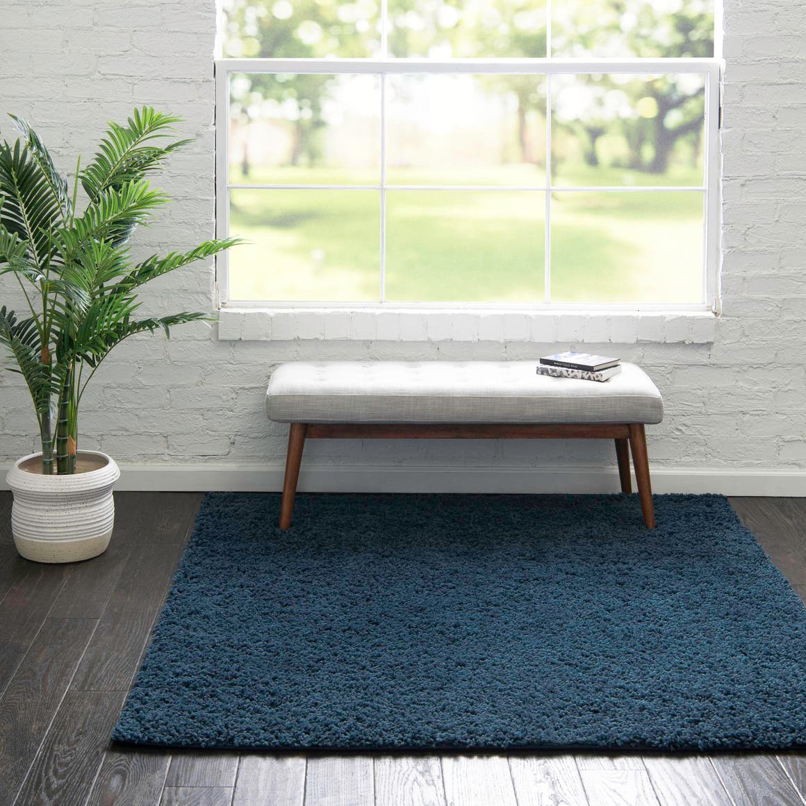 Navy Blue 7' 10 x 7' 10 Everyday Shag Square Area Rug Thick Soft Touch Fluffy & Plush Shaggy Pile 100% Polypropylene With Cotton Backing Durable  Carpet for Sale at Rug Engine