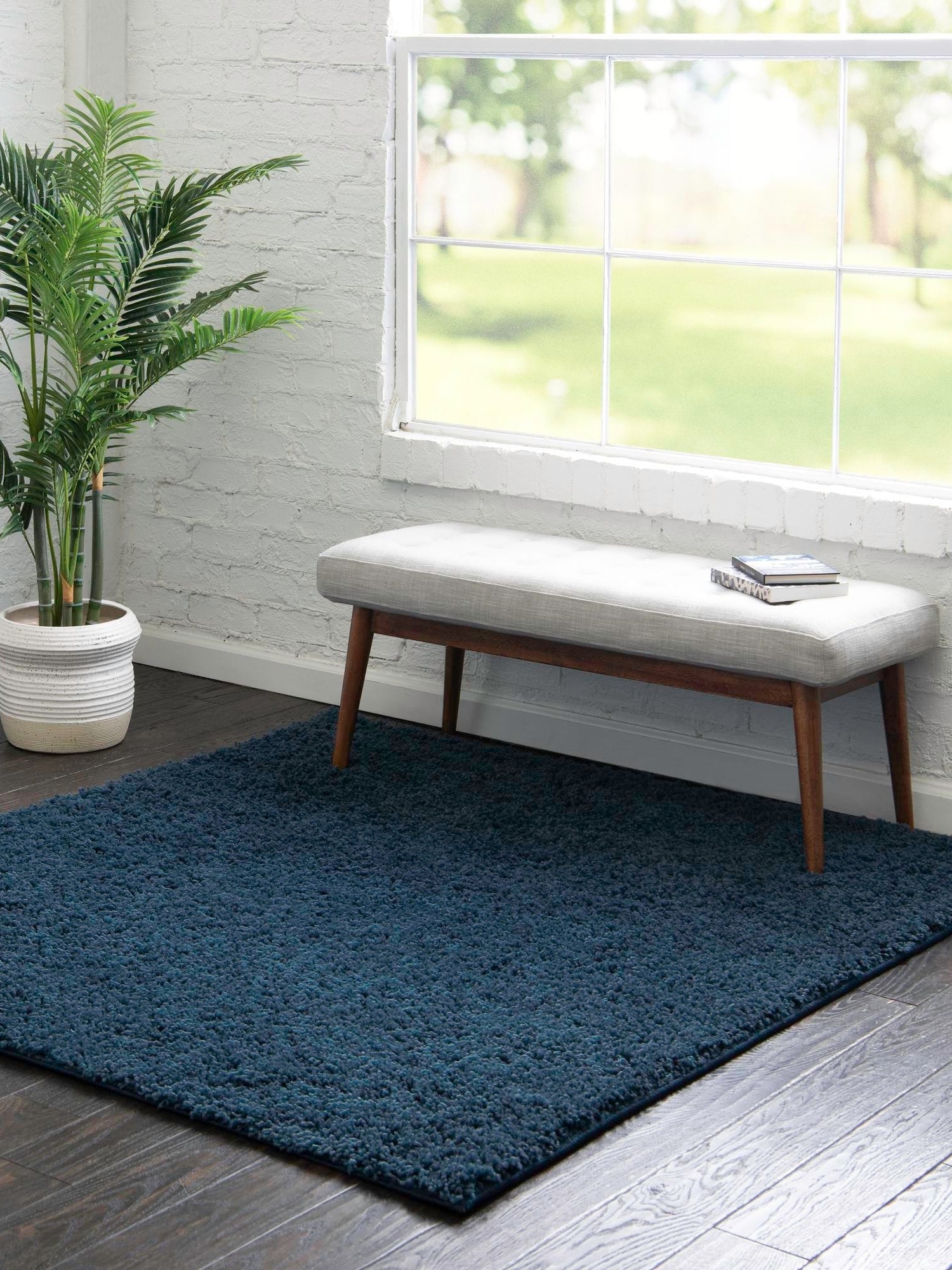 Navy Blue 7' 10 x 7' 10 Everyday Shag Square Area Rug Thick Soft Touch Fluffy & Plush Shaggy Pile 100% Polypropylene With Cotton Backing Durable  Carpet for Sale at Rug Engine