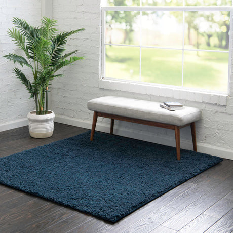 Navy Blue 7' 10 x 7' 10 Everyday Shag Square Area Rug Thick Soft Touch Fluffy & Plush Shaggy Pile 100% Polypropylene With Cotton Backing Durable  Carpet for Sale at Rug Engine