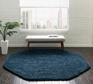 Navy Blue 6' x 6' Everyday Shag Octagon Area Rug Thick Soft Touch Fluffy & Plush Shaggy Pile 100% Polypropylene With Cotton Backing Durable  Carpet for Sale at Rug Engine