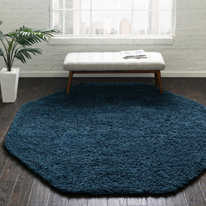 Navy Blue 6' x 6' Everyday Shag Octagon Area Rug Thick Soft Touch Fluffy & Plush Shaggy Pile 100% Polypropylene With Cotton Backing Durable  Carpet for Sale at Rug Engine