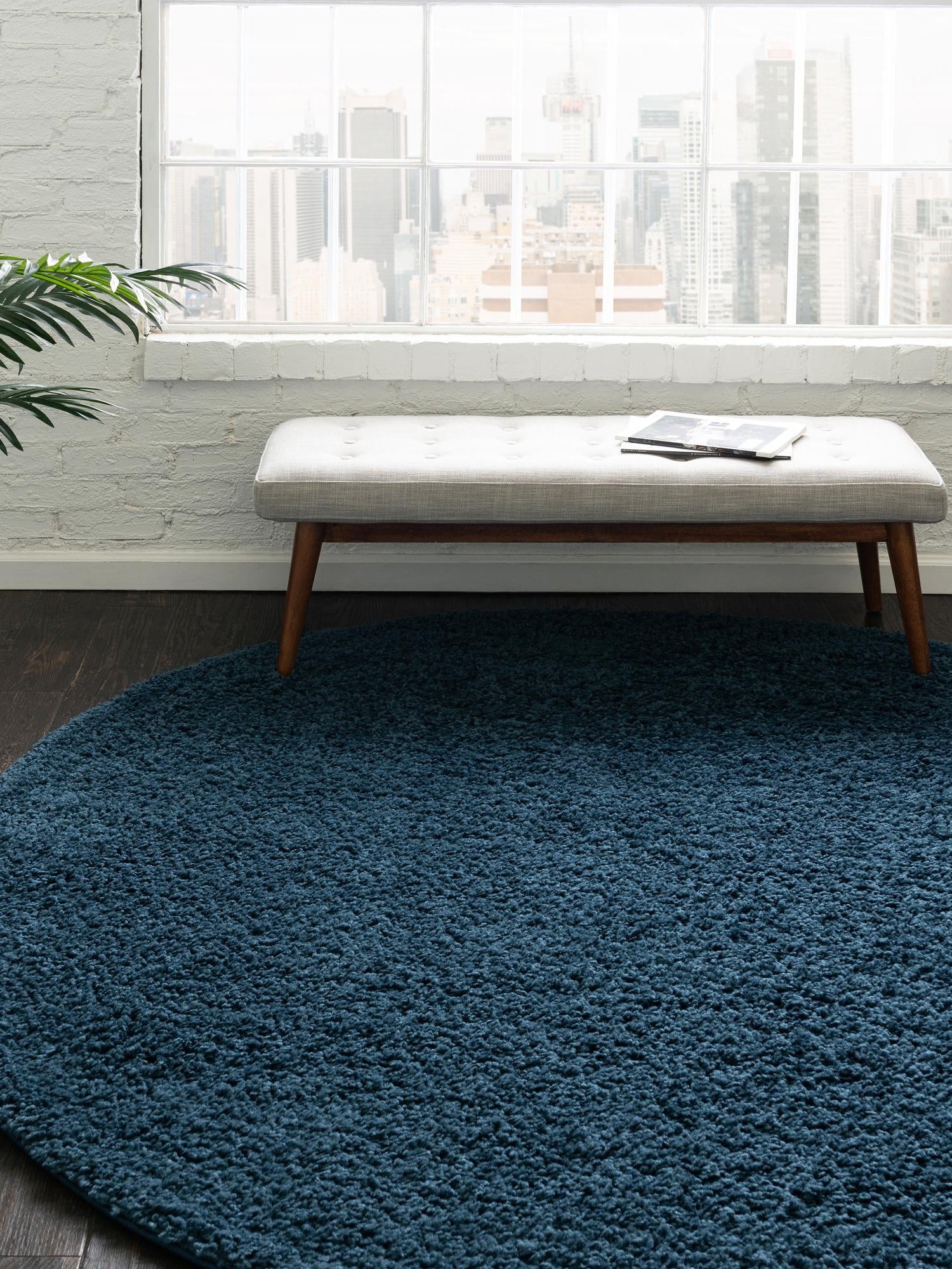 Navy Blue 4' x 4' Everyday Shag Round Area Rug Thick Soft Touch Fluffy & Plush Shaggy Pile 100% Polypropylene With Cotton Backing Durable  Carpet for Sale at Rug Engine