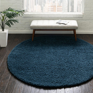 Navy Blue 10' 2 x 10' 2 Everyday Shag Round Area Rug Thick Soft Touch Fluffy & Plush Shaggy Pile 100% Polypropylene With Cotton Backing Durable  Carpet for Sale at Rug Engine