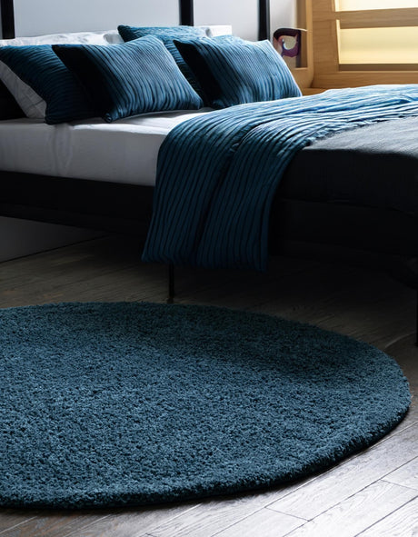 Navy Blue 4' x 4' Everyday Shag Round Area Rug Thick Soft Touch Fluffy & Plush Shaggy Pile 100% Polypropylene With Cotton Backing Durable  Carpet for Sale at Rug Engine
