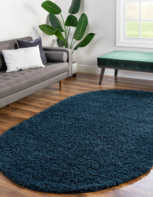 Navy Blue 8' x 10' Everyday Shag Oval Area Rug Thick Soft Touch Fluffy & Plush Shaggy Pile 100% Polypropylene With Cotton Backing Durable  Carpet for Sale at Rug Engine