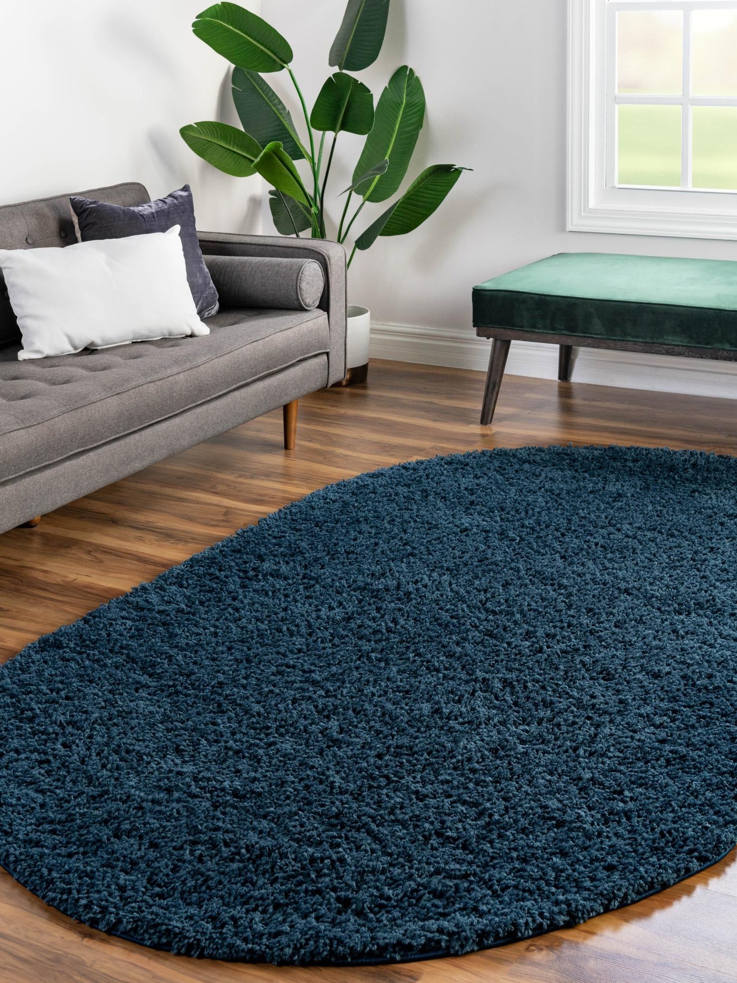 Navy Blue 3' 3 x 5' 3 Everyday Shag Oval Area Rug Thick Soft Touch Fluffy & Plush Shaggy Pile 100% Polypropylene With Cotton Backing Durable  Carpet for Sale at Rug Engine
