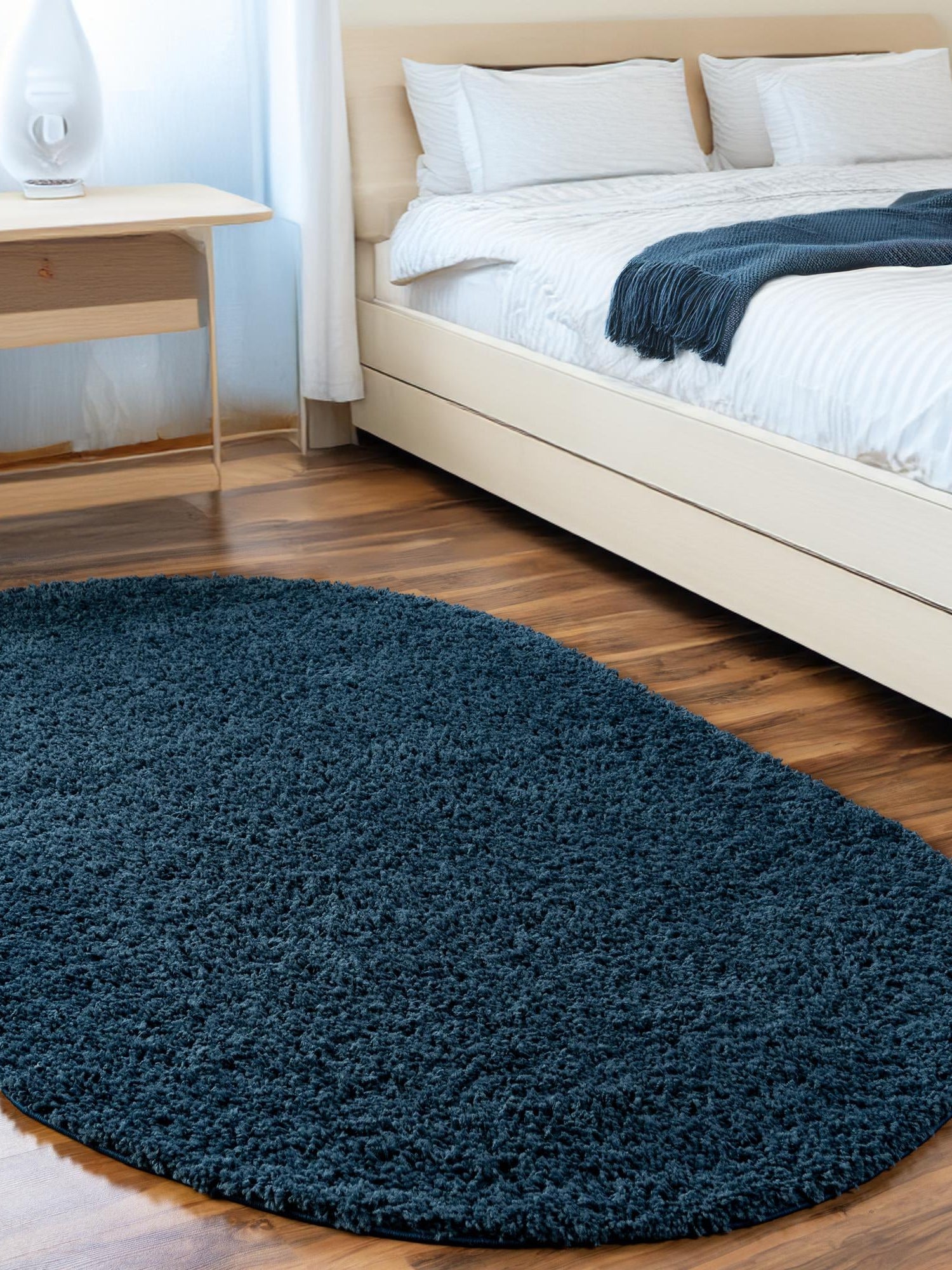 Navy Blue 3' 3 x 5' 3 Everyday Shag Oval Area Rug Thick Soft Touch Fluffy & Plush Shaggy Pile 100% Polypropylene With Cotton Backing Durable  Carpet for Sale at Rug Engine