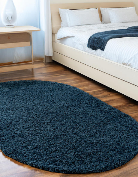 Navy Blue 5' x 8' Everyday Shag Oval Area Rug Thick Soft Touch Fluffy & Plush Shaggy Pile 100% Polypropylene With Cotton Backing Durable  Carpet for Sale at Rug Engine