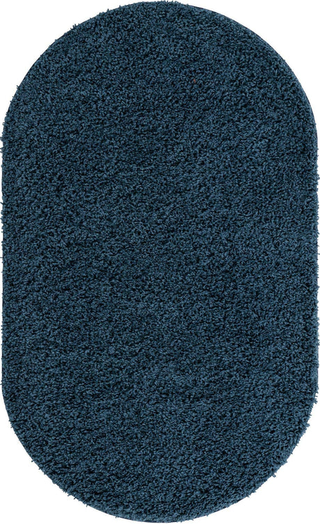 Navy Blue 3' 3 x 5' 3 Everyday Shag Oval Area Rug Thick Soft Touch Fluffy & Plush Shaggy Pile 100% Polypropylene With Cotton Backing Durable  Carpet for Sale at Rug Engine