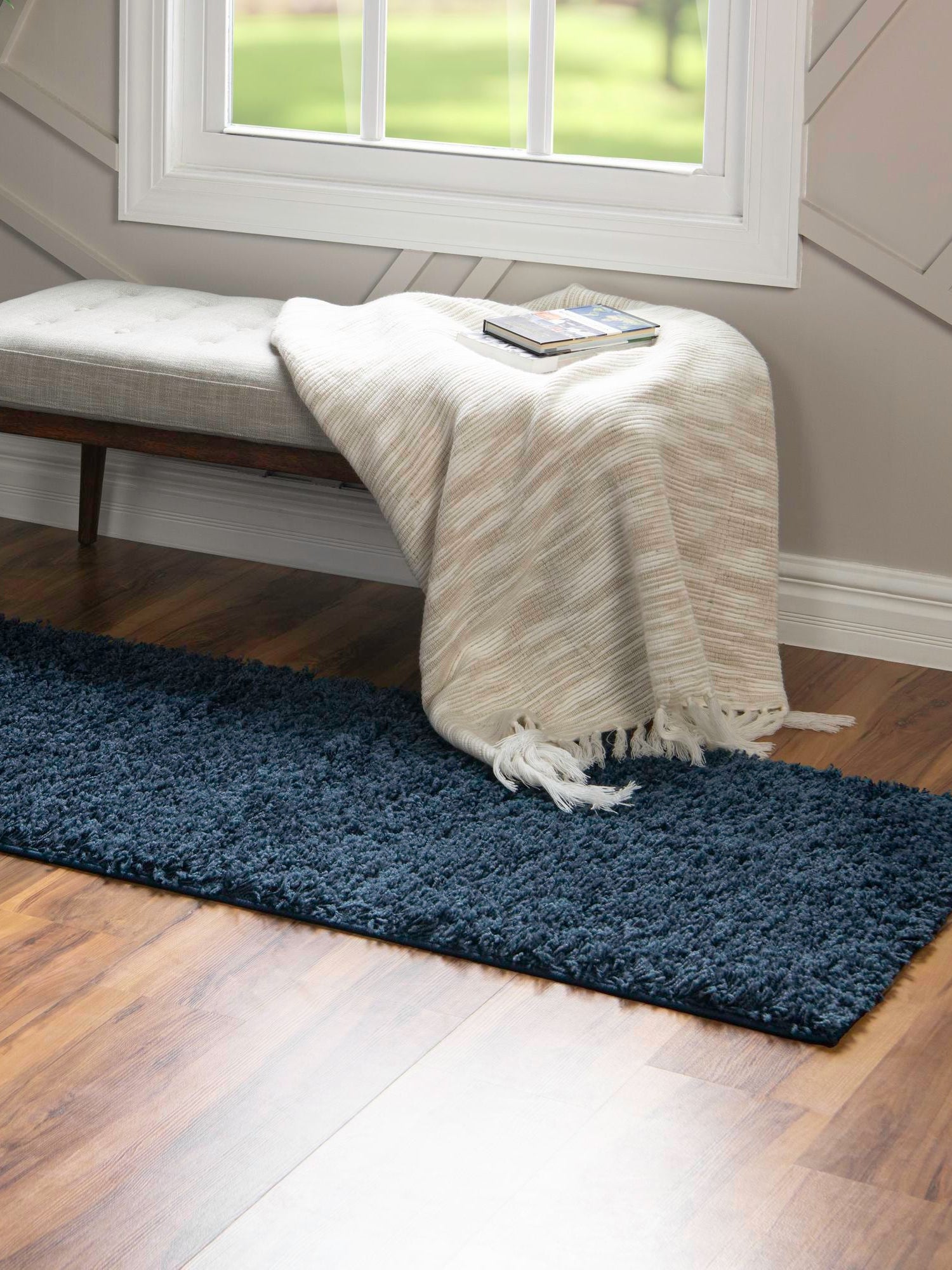 Navy Blue 2' 2 x 6' 7 Everyday Shag Runner Area Rug Thick Soft Touch Fluffy & Plush Shaggy Pile 100% Polypropylene With Cotton Backing Durable  Carpet for Sale at Rug Engine