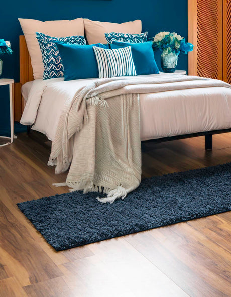Navy Blue 2' 6 x 16' 5 Everyday Shag Runner Area Rug Thick Soft Touch Fluffy & Plush Shaggy Pile 100% Polypropylene With Cotton Backing Durable  Carpet for Sale at Rug Engine