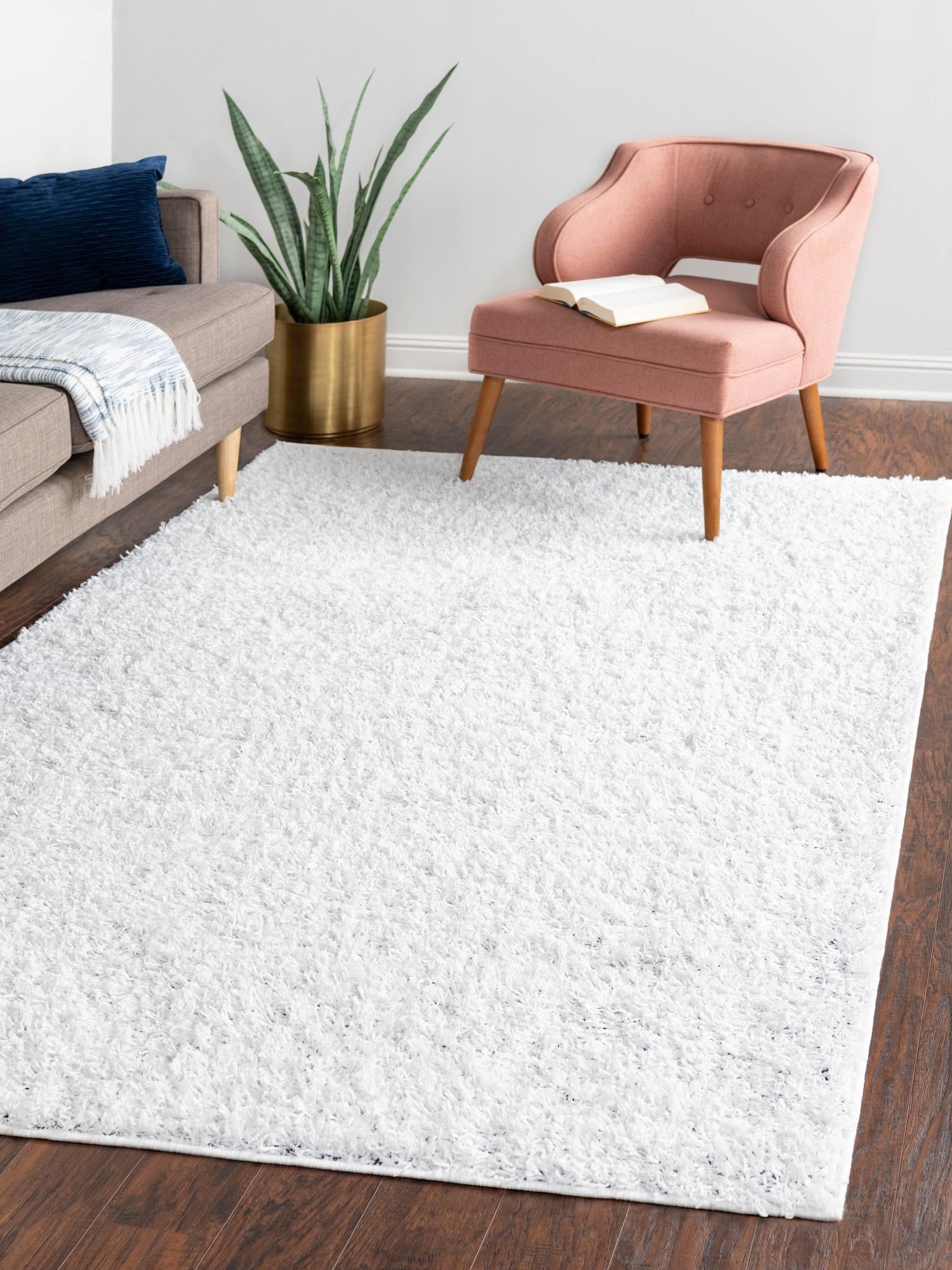 Snow White 9' x 12' Everyday Shag Rectangle Area Rug Thick Soft Touch Fluffy & Plush Shaggy Pile 100% Polypropylene With Cotton Backing Durable  Carpet for Sale at Rug Engine