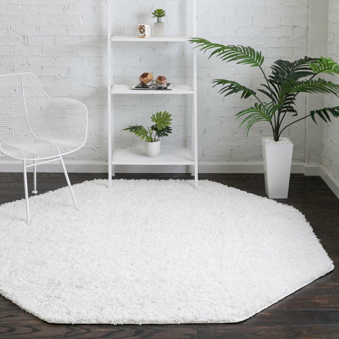 Snow White 7' 10 x 7' 10 Everyday Shag Octagon Area Rug Thick Soft Touch Fluffy & Plush Shaggy Pile 100% Polypropylene With Cotton Backing Durable  Carpet for Sale at Rug Engine